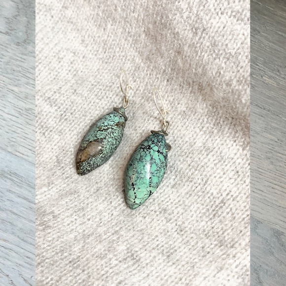 Turquoise Stone Drop Earrings - Picture 2 of 6